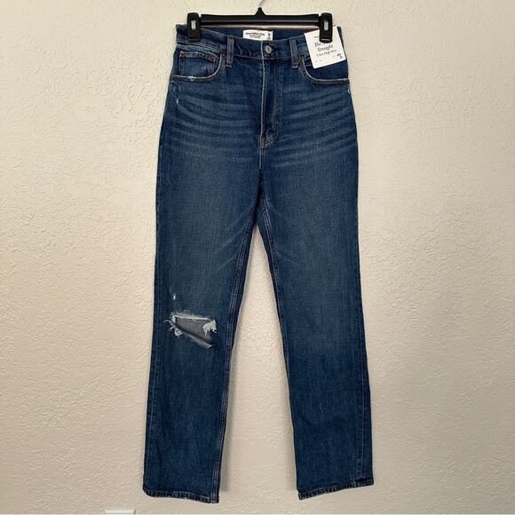 NWT Abercrombie & fitch Ankle Straight Leg Distressed Jean 26 Long - Picture 2 of 5